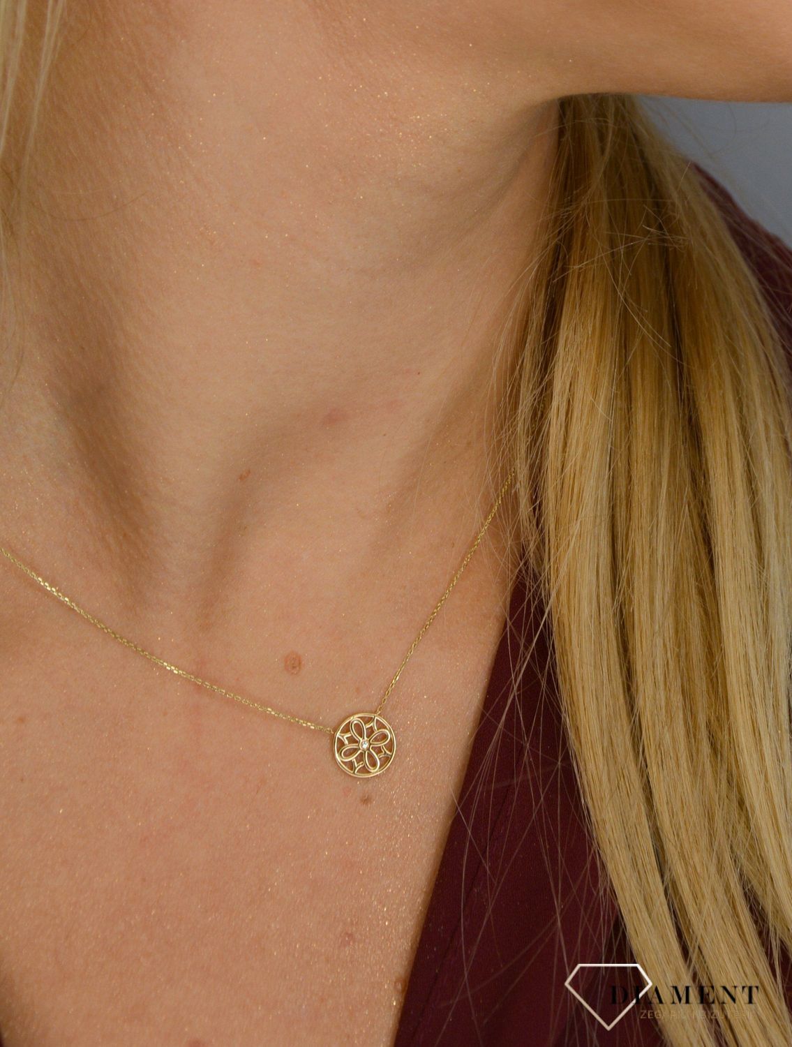 Złoty naszyjnik 'ażurowe kółko z brylantem' 0660073516v.jpg